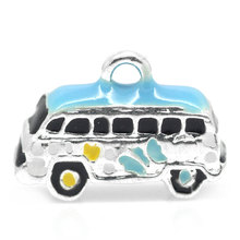 Pingentes charmosos de ônibus banhados a prata esmalte multicolor 16x12mm,5 peças (b25415) 2024 - compre barato