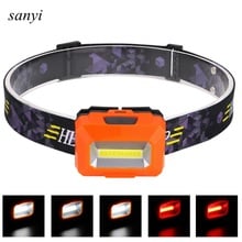 COB LED Mini Headlamp red white Headlight 5-Mode Head Torch Flashlight Lamp Light Camping By AAA Battery 2024 - buy cheap