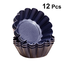 12 pçs antiaderente mini aço carbono tart panelas reutilizáveis tartlet ovo tart cupcake molde de cozimento muffin cup 2024 - compre barato