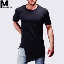 Moomphya Splicing Raw edge Longline Short sleeve men t-shirt Streetwear Hip Hop t shirt men Stylish tshirt Summer tee shirt men 2024 - buy cheap