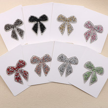 PGY Rhinestone Bow Appliques For Clothes Hot-Fixed Bow Clear Crystal Beaded Patches Iron On Stickers Diy Parches without Cards 2024 - buy cheap