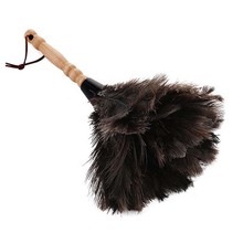 Cepillo de piel de pluma de avestruz antiestático, herramienta de limpieza de polvo con asa de madera 2024 - compra barato