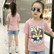 Children's clothing printing cartoon cotton girls T-shirt summer new fashion short-sleeved round neck baby clothes 2024 - buy cheap