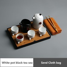 Juego de té portátil de viaje, paquete de tela, acepta tetera de cerámica, bandeja de té, juego completo de té de Kung Fu 2024 - compra barato