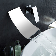 Полированный хромированный кран с двумя отверстиями для ванной комнаты. Настенный смеситель для раковины 2024 - купить недорого