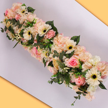 Diy 1 m decoração da flor do casamento para arco de ferro artificial arranjo de flores suprimentos estrada chumbo citado linha de flores janela t estação 2024 - compre barato