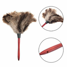Cepillo plumero de pluma Natural de avestruz, antipolvo herramienta de limpieza para el hogar, muebles y coche, mango de madera, 40cm 2024 - compra barato