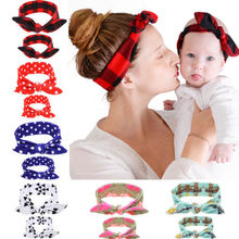 2019 de Moda de nova 2pcs Mulheres Crianças Bebê Da Menina Elástica Atada Turbante Arco Faixa de Cabelo Headband Headwear 2024 - compre barato
