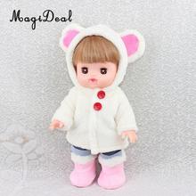 Cute Plush Coat with Ears Hat for 25cm Mellchan Baby Doll Clothes Accessory White 2024 - buy cheap