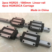 HGR25 guia linear: 2pcs HGR25-1000mm + 4pcs HGW25CA transporte bloco linear peças CNC 2024 - compre barato