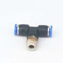 Conector de empuje de 3 vías, Conector de aire de liberación rápida, 1/8 ", macho BSP, 4mm OD, PU, tubo neumático, Tee, 0,8 Mpa 2024 - compra barato