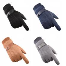 Cycling Gloves Outdoor Men Women Suede Plus Velvet Keep Warm Touch Screen Windproof Driving Mittens Guantes Winter Black 2024 - buy cheap
