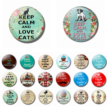 5PCS/SET Keep Calm and Carry on Love Cats Dogs Coffee Cupcake Quote 25mm Round Glass Dome Jewelry Making Friends Lover Gifts 2024 - buy cheap