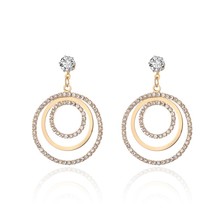 3 Circle Drop Earrings Fashion Gold Ear Charming Jewelry Real Zircon Ear Rings For Women Boho Jewelry Fashion Accessories Gift 2024 - buy cheap