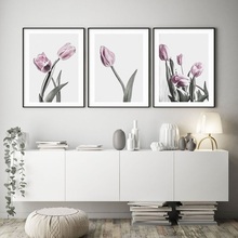 Scandinavian Pink Tulip Flowers Wall art Poster Canvas Painting Green Posters and Prints Pictures For Living Room Decoration 2024 - buy cheap