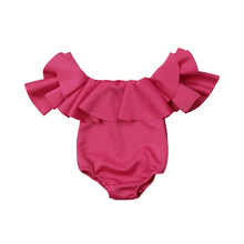 Cute Newborn Baby Girl Ruffle Off Shoulder Solid Romper Summer Outfit Clothes 2024 - buy cheap