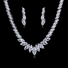 Conjunto de joias de zircônia cúbica, conjunto de bijuterias redondo com colar de cristal cz, acessórios para casamento feminino cn10135 2024 - compre barato