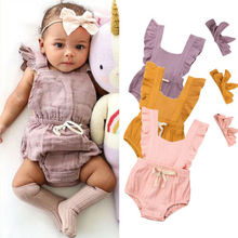 Pelele de algodón con volantes para niña recién nacida, traje de una pieza, Adorable, Clothes0-24M 2024 - compra barato