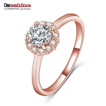 LZESHINE розовое золото цвет цветы обручальные кольца для женщин модные кольца обручение Jewelry подарок ко Дню Святого Валентина 2024 - купить недорого