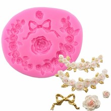 Molde de silicone com rosas flores, formas de borda de joias para casamento, ferramentas para bolo, estêncil para decoração de cupcake 2024 - compre barato