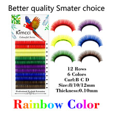 Kimcci 6Colors Mix Rainbow Color False Eyelassh Extension Professional Colorful Natural Long Faux Mink Eyelashes maquiagem cilio 2024 - buy cheap