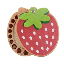 Baby Souvenirs Tooth Box Children Wood Teeth Box Organizer Baby Kids Strawberry Deciduous Teeth Storage Collect Wooden Box 2024 - buy cheap