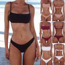 2018 Women Summer Beach Bikini Set Push-up Unpadded Bandeau Bra Tops Swimwear e Bathing Suit Swimwear Swimsuit Beachwear 2024 - buy cheap