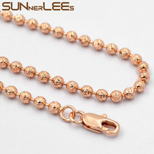 SUNNERLEES Fashion Jewelry Rose Gold Color Necklace 3mm Beads Link Chain Men Women Gift C77 N 2024 - buy cheap