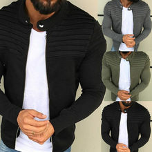 New Men's Slim Fit Stand Collar Zipper Coat Tops Military Jacket Winter Outwear 2024 - buy cheap