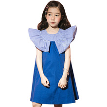 Striped patchwork cotton princess dress big girl yellow blue teen children summer dress fashion children's clothing 4-14 2024 - buy cheap
