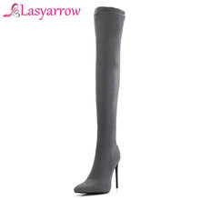 Lasyarrow Women's Shoes Long Boots Large sizes 34-48 Autumn Winter Over Knee Boots High Heels Sexy Party Stiletto Boots Women 2024 - buy cheap