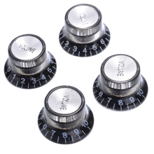 4Pcs 6mm Black Volume Tone Top Dial Guitar Speed Bell Knob Control Hat Bell Guitar Knob Hat 2024 - buy cheap