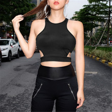 Women Sexy Sleeveless Slim Tank Top Cami Crop Tops Fitness Sport Yoga Solid Vest Summer Cropped Fitness Vest 2024 - buy cheap