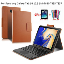 Funda con teclado inalámbrico para tableta Samsung Galaxy Tab S4, cubierta protectora de cuero PU con soporte y Flim, con Bluetooth, 10,5, SM-T830, T835, T837 2024 - compra barato