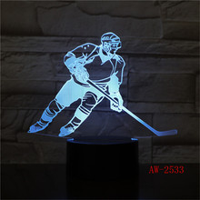 7 Color Change Bedroom Sleep Lighting 3D Ice Hockey Goalie Modelling Table Lamp Led Nightlights Usb Sports Fans Gifts AW-2533 2024 - buy cheap