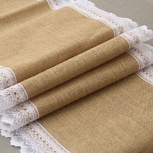 Vintage Burlap Lace Hessian Table Runners Table Cover Natural Jute Country Party Event Banquet Wedding Dining Table Decorations 2024 - buy cheap