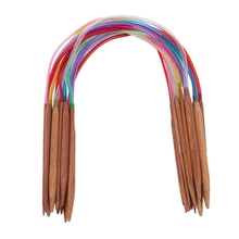 18 pares 16 polegadas multicolorido carbonizado tubo circular de bambu tricô agulhas 40cm 2024 - compre barato
