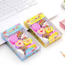 6In1 Kawaii Cake Pencil Eraser for Office School Creative Stationery Supplies Kawaii Kids Writing Rubber Drawing Student Gift 2024 - buy cheap