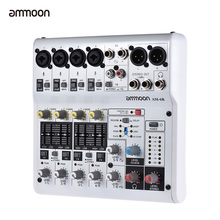 ammoon AM-4R Mixer Console 6-Channel Audio Mixing Console Sound Card Digital Mixing Console Built-in 48V Phantom Power 2024 - buy cheap