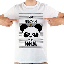 ninja unicorn panda funny t shirt men jollypeach brand summer new white short sleeve casual homme tshirt 2024 - buy cheap