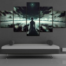 Lienzo HD impreso paisaje de ciudad nocturna imagen Modular arte de pared decoración del hogar 5 piezas pinturas de personajes de Anime marco decorativo 2024 - compra barato