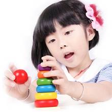 Wooden  Educational Toys New Design Kids Baby Toy Wooden Stacking Ring Tower Educational Toys Rainbow Stack Up 2024 - buy cheap