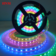 5m 30/48/60leds/m ws2818 endereçável rgb pixel led tira luz 12v 5050 smd digital tv fita, branco/preto pcb, ip20/ip65/ip67