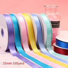 25mm 100yard Christmas Silk Satin Ribbon Weave Bring Silk Bring Wedding Flower Gift Packing Cake Wrapping Tie Rope 2024 - buy cheap