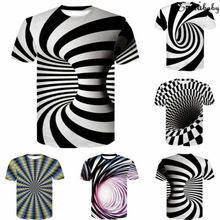 2019 Brand All Over Print Men t shirt Funny tshirt Optical Illusion Black-White Graphic O-Neck Pullover Women 3D T-Shirt 2024 - buy cheap