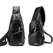 Мужская сумка-мессенджер из искусственной кожи, сумка через плечо с usb-зарядкой для спорта и путешествий, нагрудная сумка, 2019 2024 - купить недорого