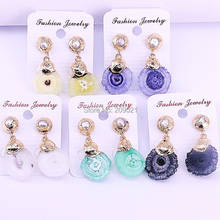 5Pairs Mix Color Quartz Stone Flower Shape with Nature Pearl Women's Fashion Jewelry Dangle Earrings 2024 - buy cheap