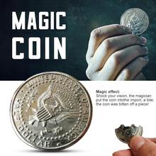 Monedas mágicas y billetes de papel, moneda de ilusión restaurada para espectáculo de magia, moneda mordida de medio dólar, moneda de mago 2024 - compra barato