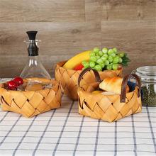 Microplaqueta de madeira japonesa pequena cesta artesanal tecido pão frutas ovo diversos cesta acampamento piquenique lanches cesta armazenamento 2024 - compre barato