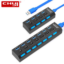 CHYI USB HUB 3.0 4/7 Ports USB 3.0 HUB Splitter With US Power Adapter High Speed 5Gbps USB Hab For Macbook Computer Accessories 2024 - buy cheap